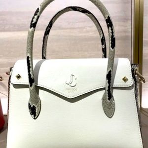 Jimmy Choo Light Stone Milk Leather Crossbody Handbag w/top handle Brand New